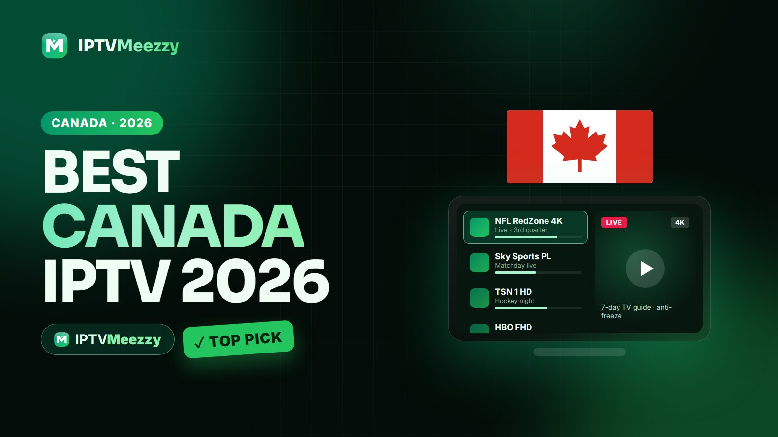 Best Canada IPTV 2026 - IPTVMeezzy top pick for Canadian viewers