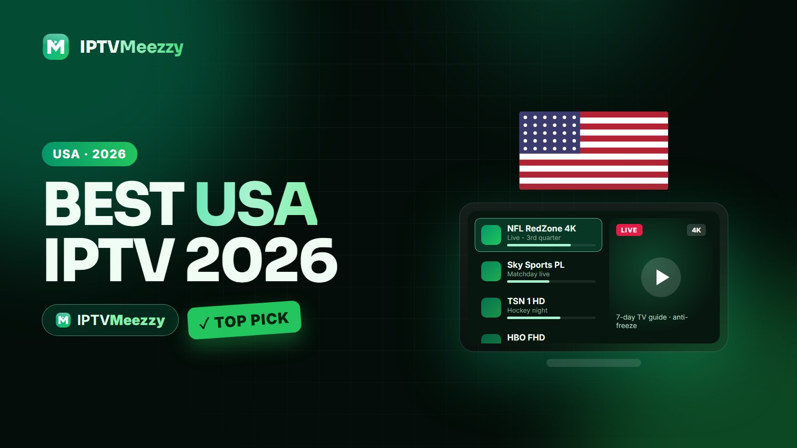 Best USA IPTV 2026 - IPTVMeezzy review and top pick for the United States