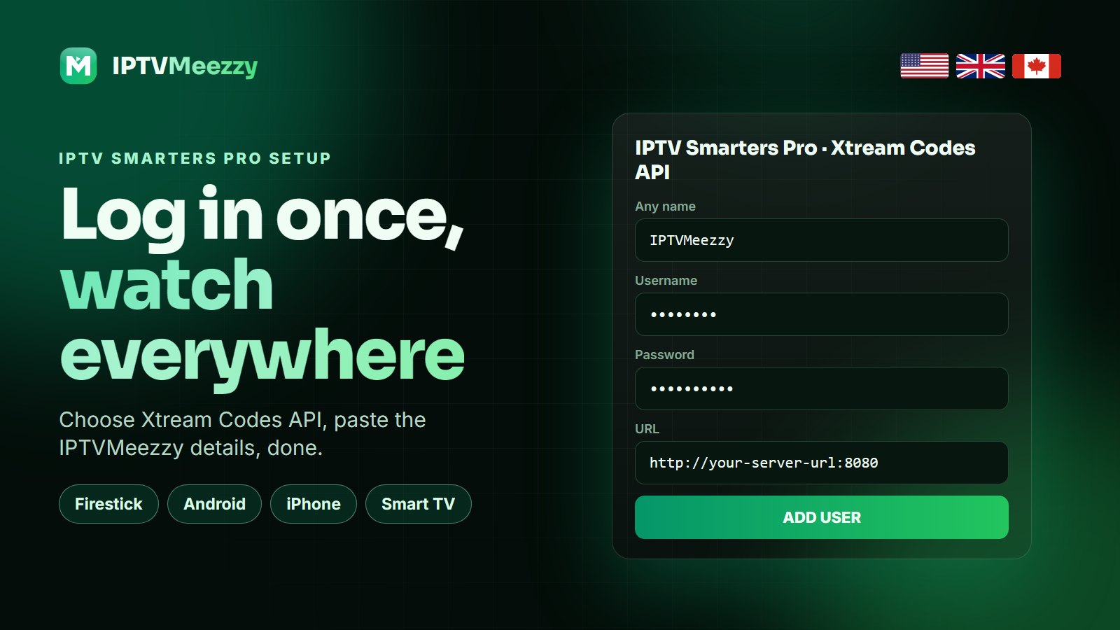 IPTV Smarters Pro setup with IPTVMeezzy