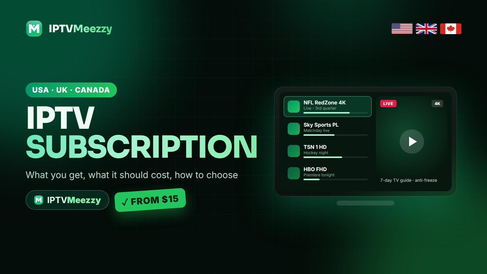 IPTV subscription 2026 for the USA, UK and Canada - IPTVMeezzy