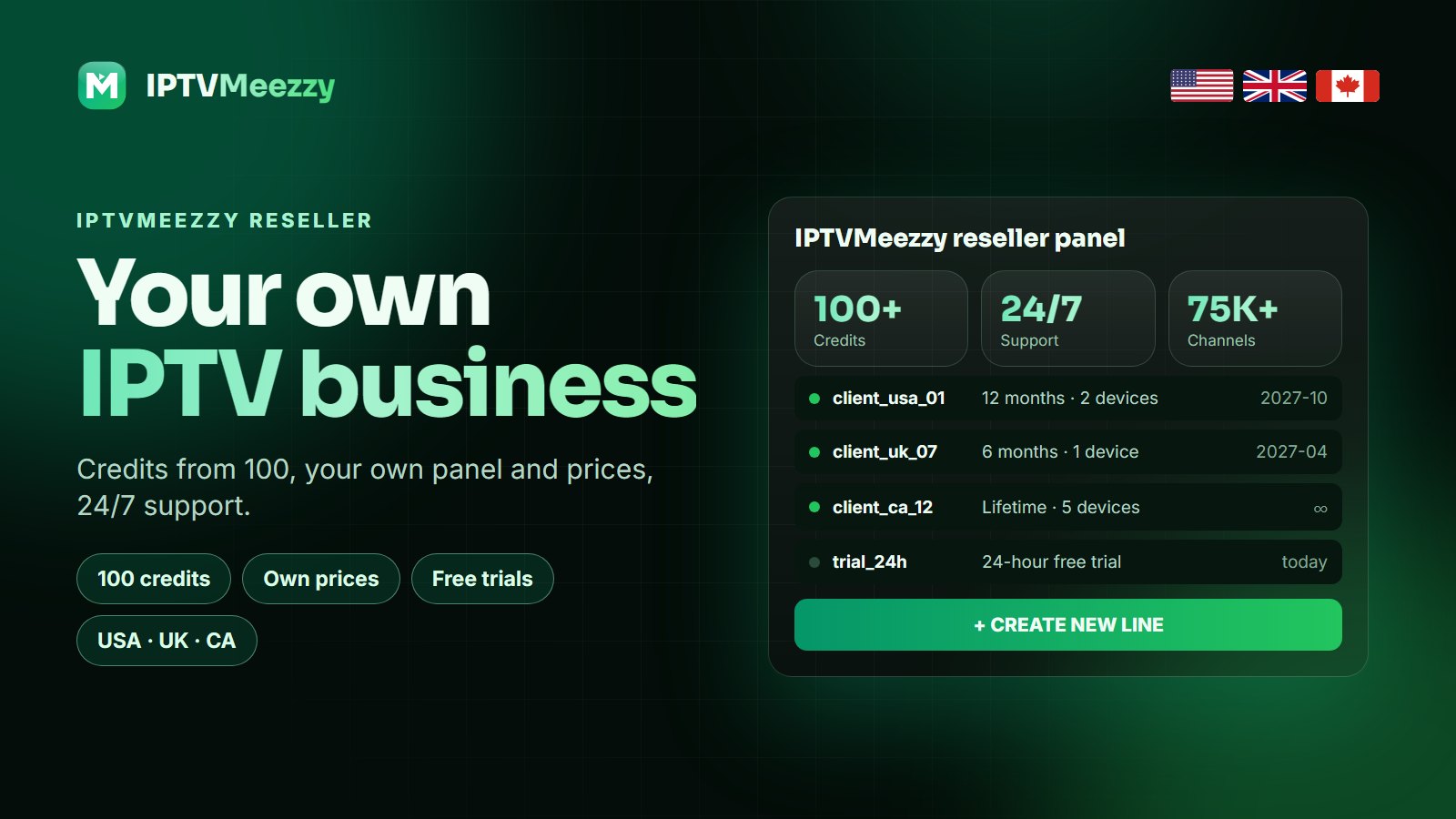 IPTVMeezzy reseller panel and credits